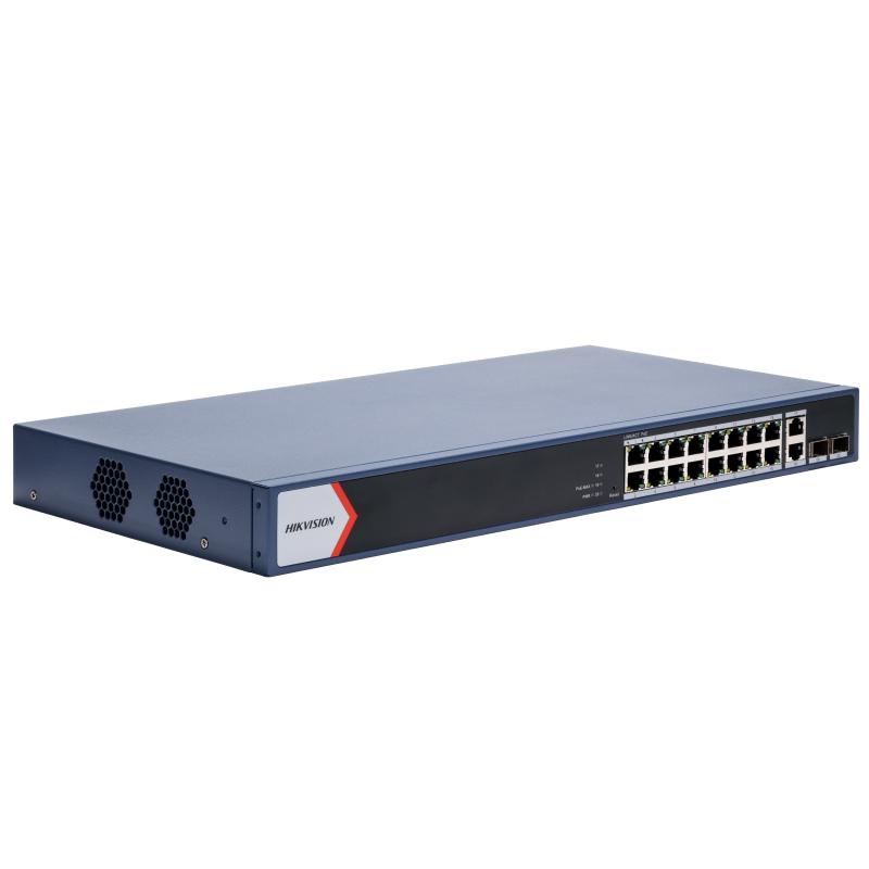 HUB Switch HIKVISION DS-3E1520P-EI/MSMART 16x1000Mbps PoE,2x1000Mbpc,2SFP,PoE budget:125W Metal