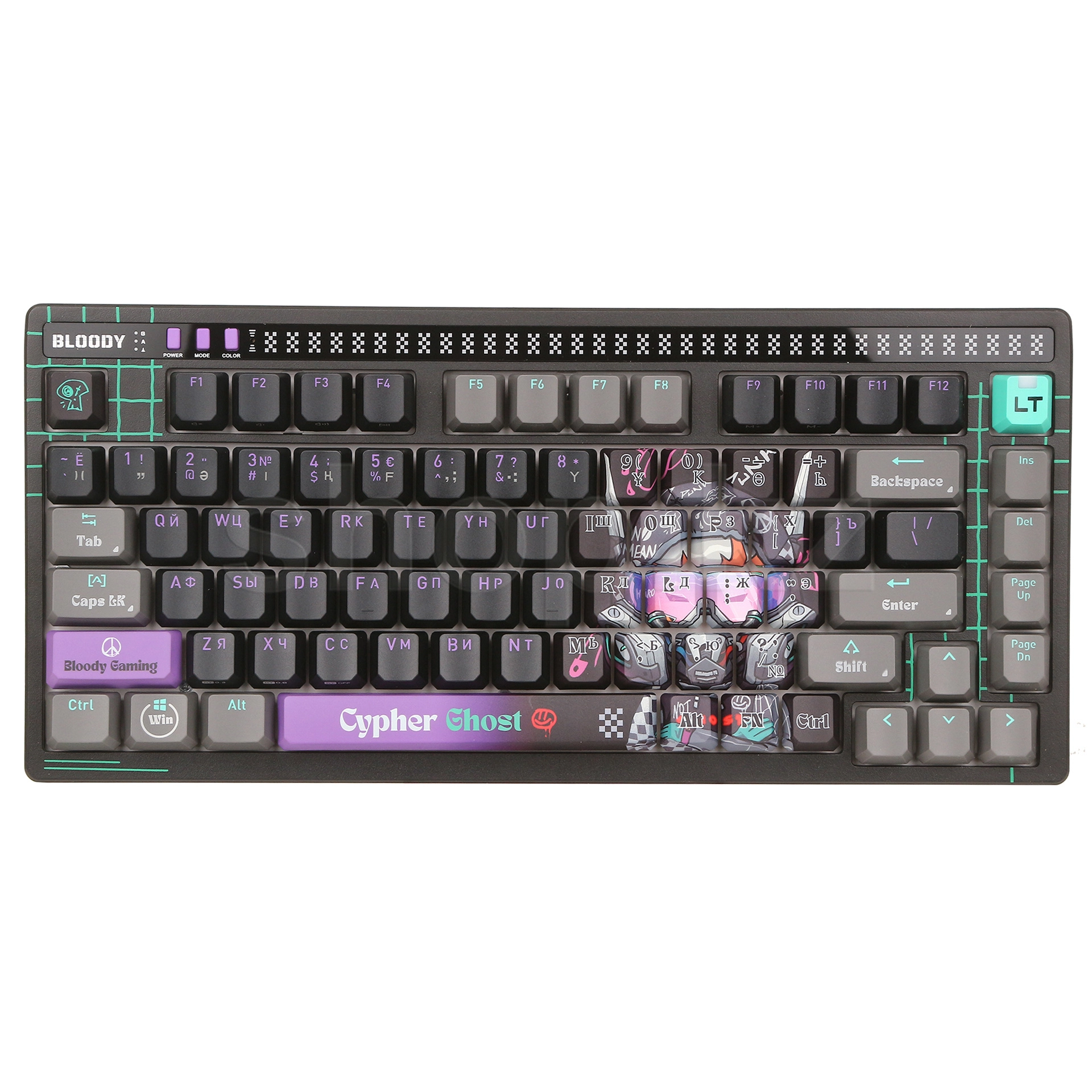 A4TECH BLOODY SAVAGE IMPACT AT75 CYPHER GHOST GAMING ALPHA OPTICAL SWITCH RGB KEYBOARD USB US+RUS