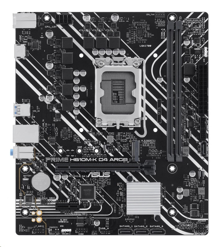 MB LGA1700 ASUS H610M-K D4,2xDDR4,12xUSB,M.2,4xSATAIII,mATX,PCIe16x, PCIe1x, HDMI,VGA