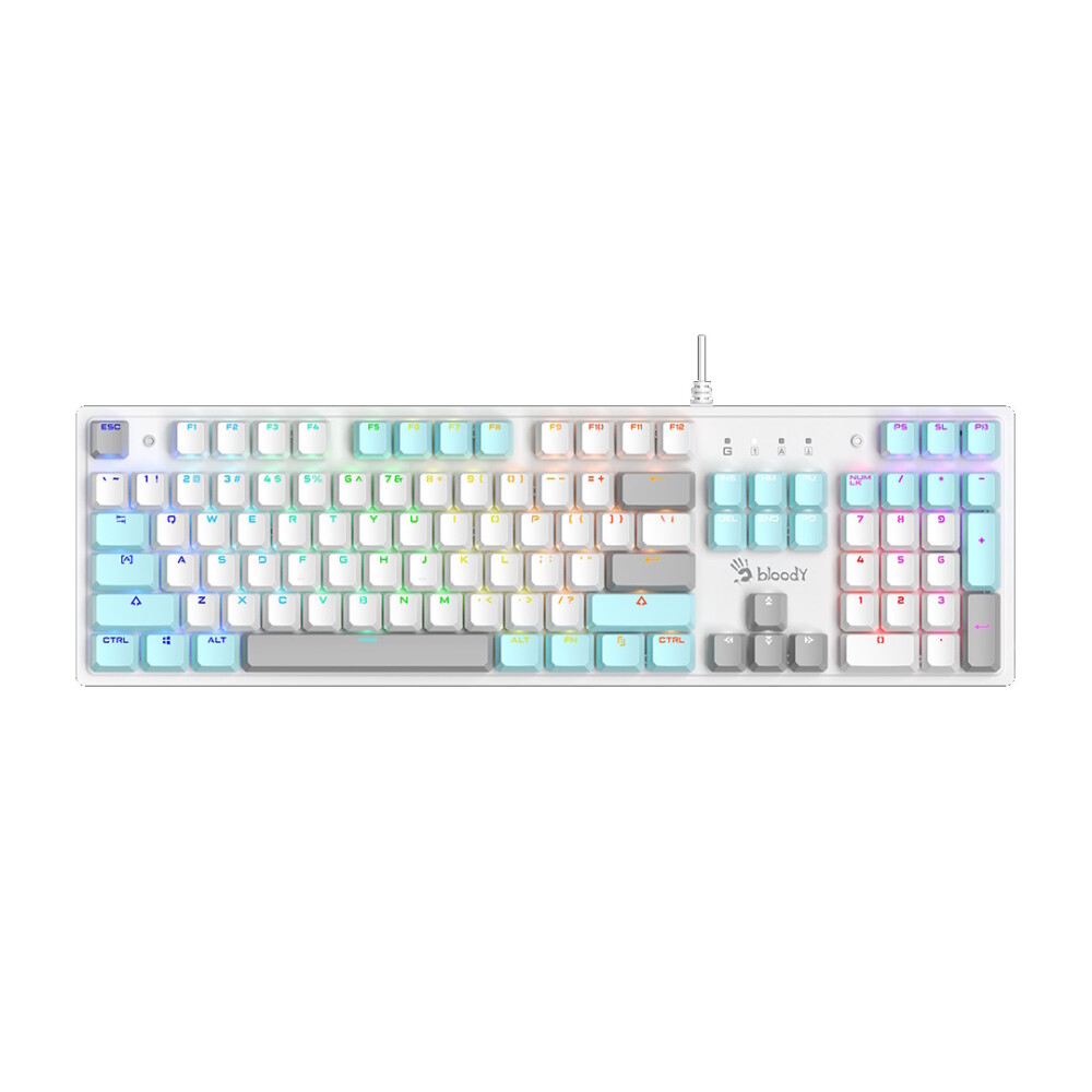 A4TECH BLOODY S520N GAMING MECHANICAL PUDDING BLACK BLMS RED SWITCH NEON KEYBOARD USB US+RUS