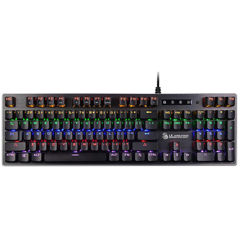 A4TECH BLOODY B760 LIGHT STRIKE GAMING MECHANICAL BLACK SWITCH NEON KEYBOARD USB US+RUSSIAN