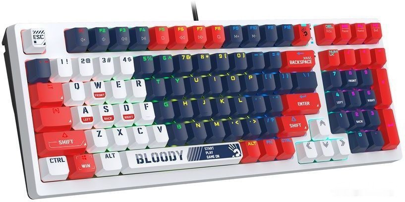 A4TECH BLOODY S98 SPORTS NAVY GAMING MECHANICAL BLMS RED SWITCH RGB KEYBOARD USB US+RUS