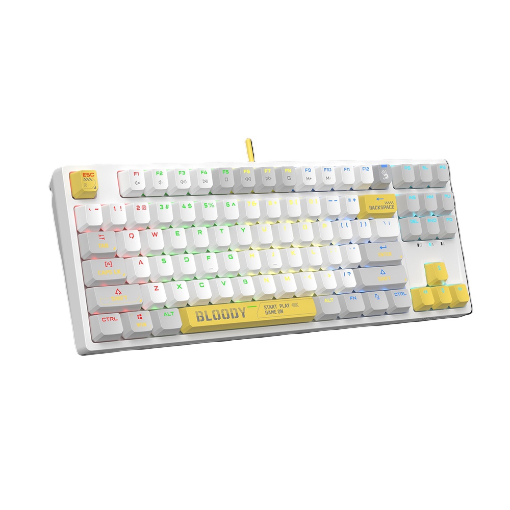 A4TECH BLOODY S87 COMPACT ENERGY WHITE GAMING MECHANICAL BLMS RED SWITCH RGB KEYBOARD USB US+RUS