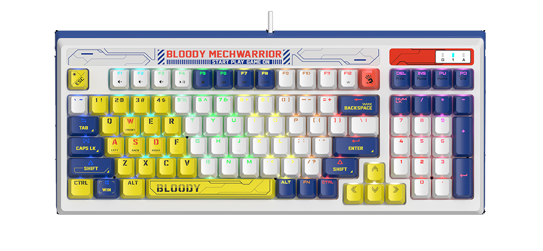 A4TECH BLOODY B950 LK LIBRA RGB GAMING WARRIOR BLUE ORANGE SWITCH KEYBOARD USB US+RUSSIAN
