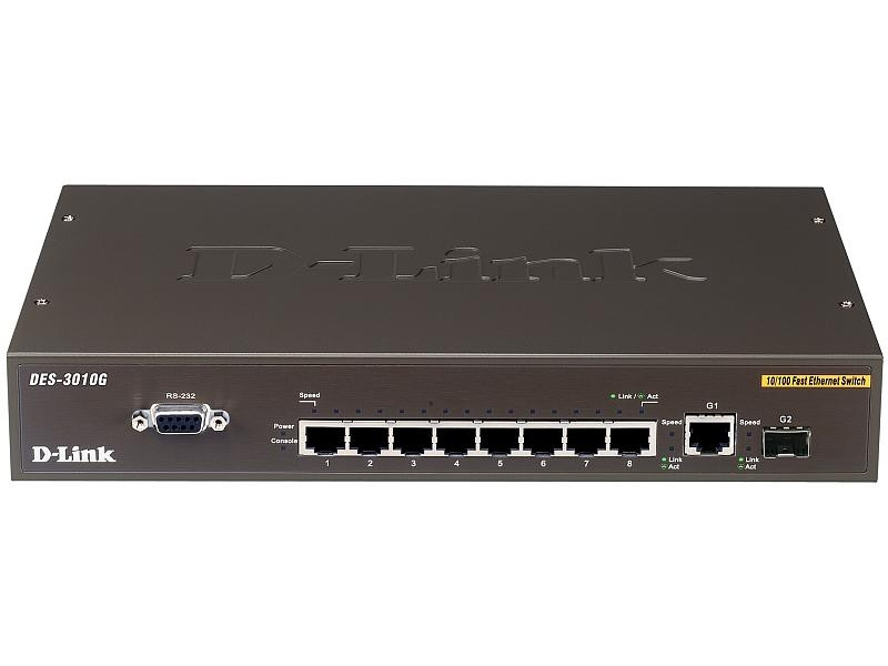 Коммутатор HUB Switch D-Link DES-3010G 8 10/100Base-TX Ethernet + 1 1000Base-T Gigabit + 1 SFP ports