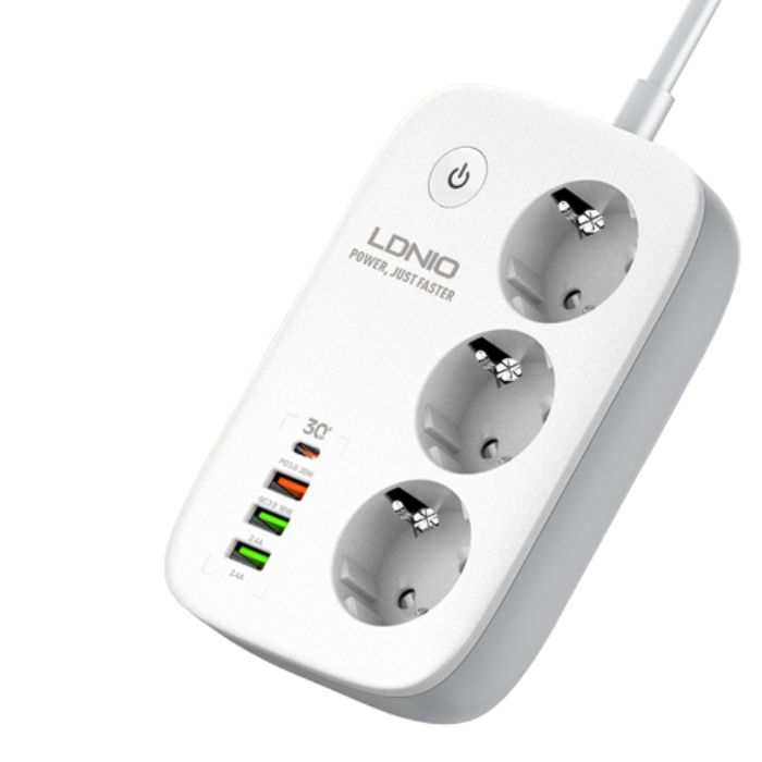 Удлинитель LDNIO (3 розетки и 4 USB) (SE3452)
