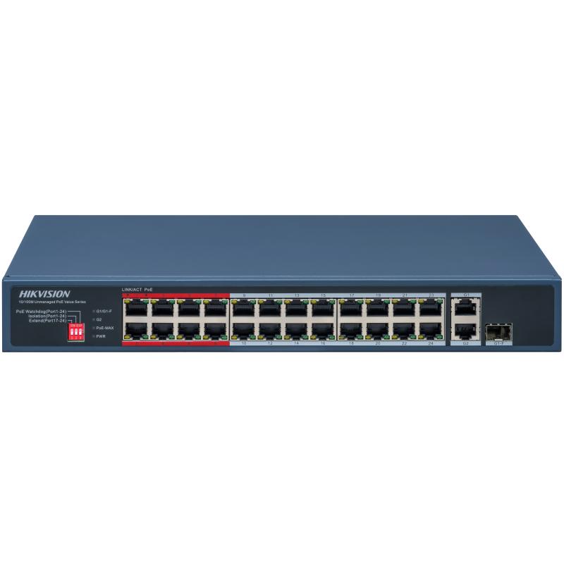 HUB Switch HIKVISION DS-3E0326P-E/M(C)24x100MbpsPoE,1x1000Mbps,1x1000 SFP,PoE budget:230W Metal