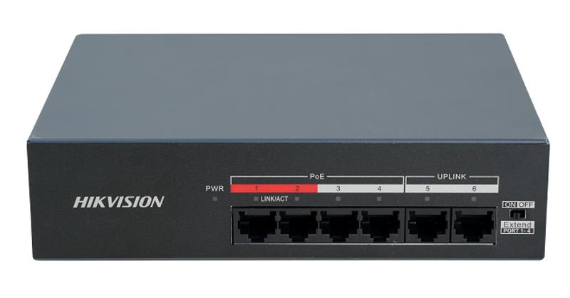 HUB Switch HIKVISION DS-XS06-P 4x10/100Mbps PoE,2x100Mbpc,PoE budget:35W Metal
