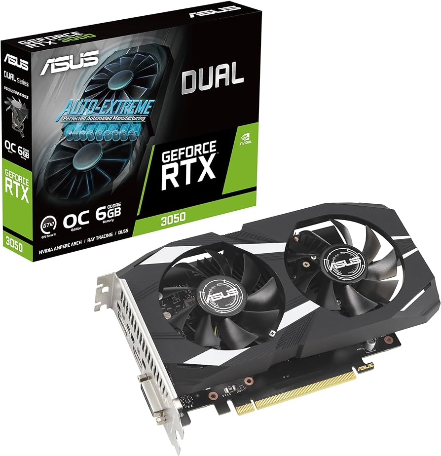 GEFORCE RTX3050 6GB GDDR6 96bit 1537Mhz DVI DP HDMI ASUS DUAL-RTX3050-O6G
