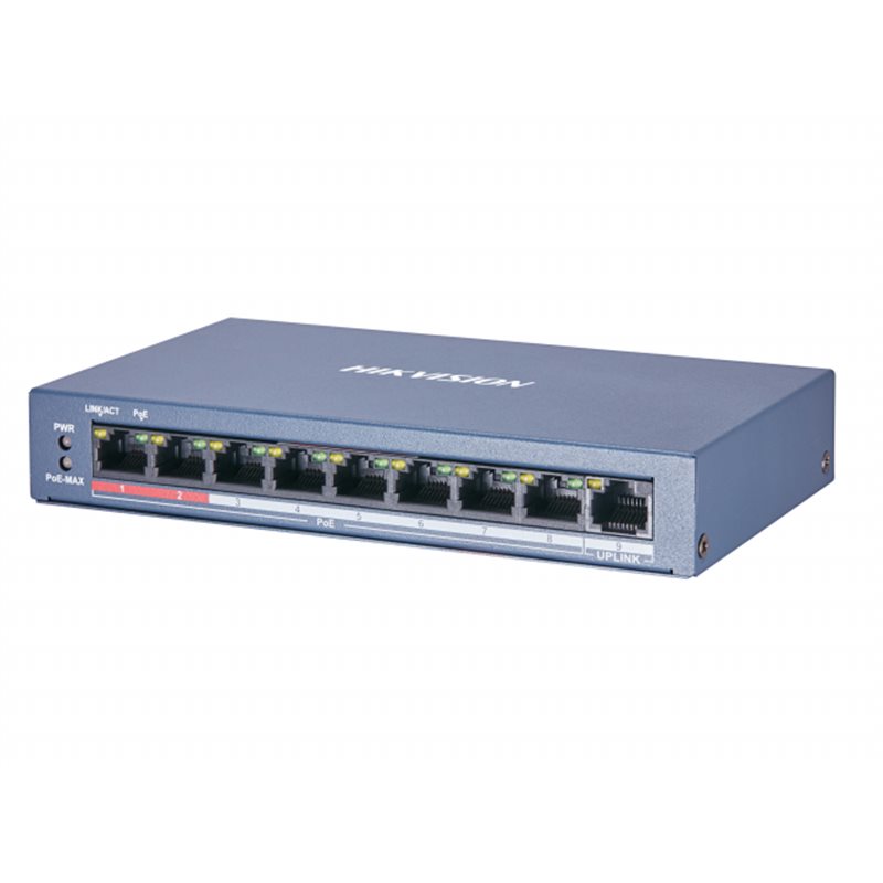 HUB Switch HIKVISION DS-3E0510P-E/M(B) 8x1000Mbps PoE,1x1000Mbpc,1x1000 SFP,PoE budget:80W Metal