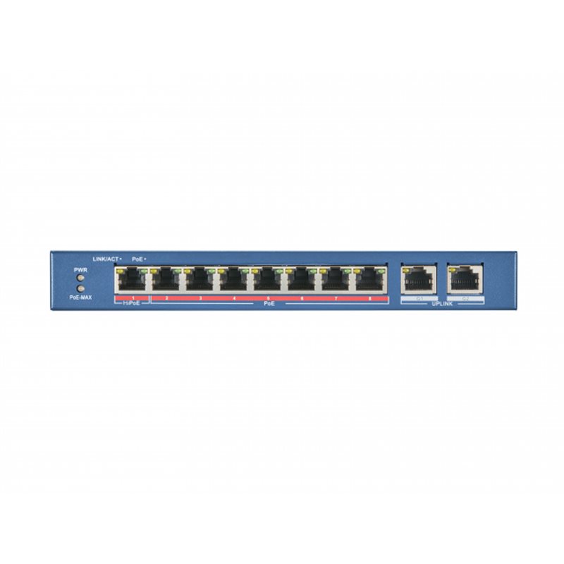 HUB Switch HIKVISION DS-3E1310P-EI/M(STD) SMART 8x10/100Mbps PoE,2x1000Mbpc,PoE budget:60W Metal