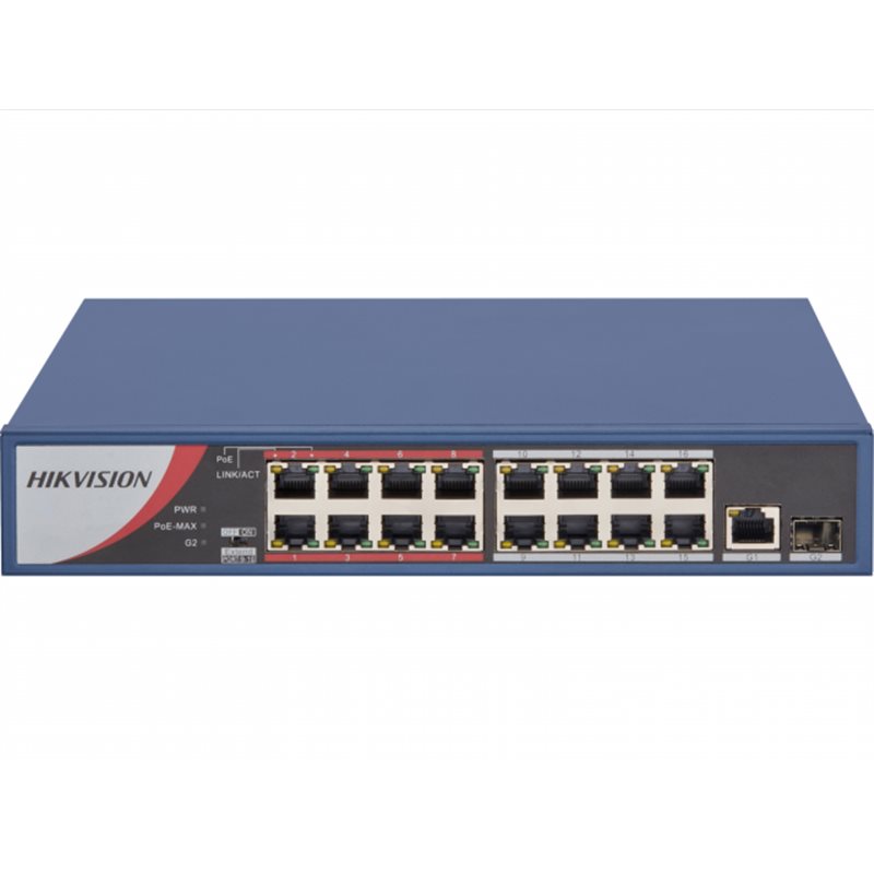 HUB Switch HIKVISION DS-3E1318P-EI/M(STD) SMART 16x10/100Mbps PoE,2x1000Mbpc,PoE budget:230W Metal