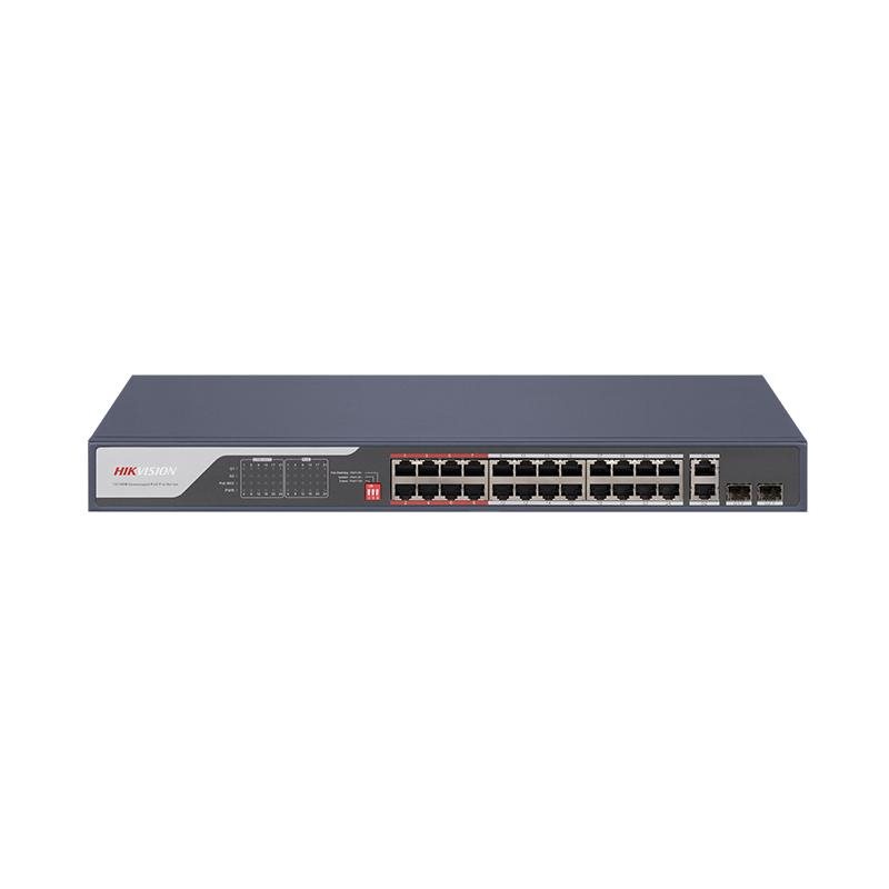 HUB Switch HIKVISION DS-3E0326P-E(C) 24x100Mbps PoE,2x1000Mbps,2x1000 SFP,PoE budget:370W Metal