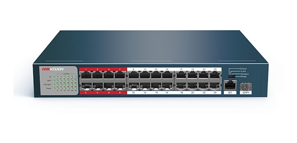HUB Switch HIKVISION DS-3E0326P-E/M(B)24x100MbpsPoE,1x1000Mbps,1x1000 SFP,PoE budget:230W Metal