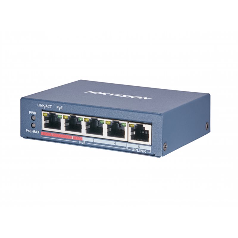 HUB Switch HIKVISION DS-3E0505P-E/M 4x10/100/1000Mbps PoE,1x1000Mbpc,PoE budget:35W Metal