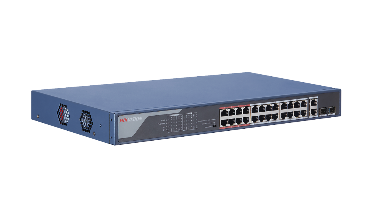 HUB Switch HIKVISION DS-3E1326P-EI/M(STD) SMART 24x10/100Mbps PoE,2x1000Mbpc,PoE budget:230W Metal