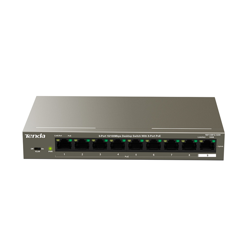 HUB Switch Tenda TEF1109P-8-63W 8-port PoE 10/100Mbps + 1 10/100Mbps