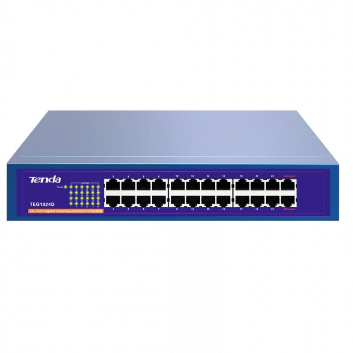 HUB Switch Tenda TEG1024D 24port 10/100/1000M Gigabit 13" Rackmount Metal case