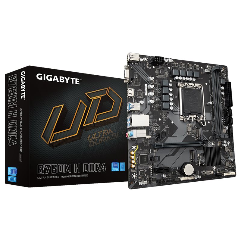MB LGA1700 GIGABYTE B760M H DDR4,2xDDR4,12xUSB,4xSATAIII,mATX,M.2 PCIe16x, PCIe1x,VGA HDMI