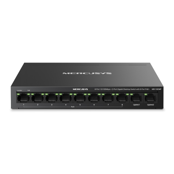 HUB Switch Mercusys(TP-Link)MS110CMP 8Port 10/100 Mbps + 2Port Gigabit with 8-Port 115W PoE+