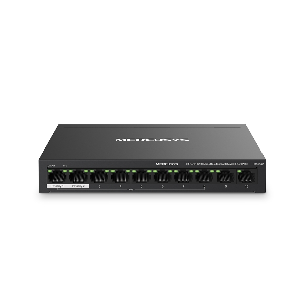 HUB Switch Mercusys(TP-Link)MS110P 10-Port 10/100M Desktop Switch with 8-Port 65W PoE+