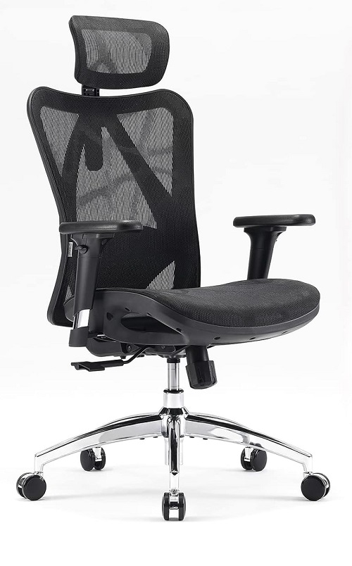 Office Chair SIHOO M18-N107 BLACK 2D Armrest, class 3 TUV gaslift,350mm aluminium base