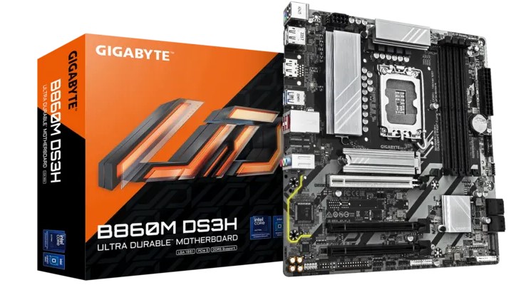 MB LGA1851 GIGABYTE B860M DS3H,4xDDR5,8xUSB,mATX,2xM.2, 4xSATA,3PCIe1x, HDMI,2xDP