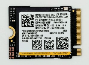 SSD SAMSUNG BM9C1 MZ-9MX512A 512GB M.2 NVME PCIE4.0x4 2230 4600/2600 MB/s
