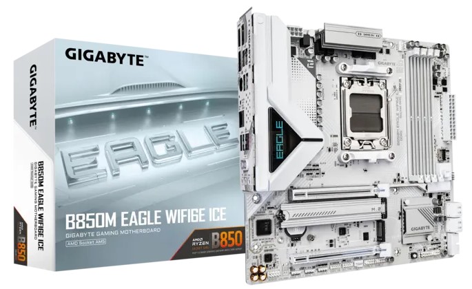 MB AM5 GIGABYTE B850M EAGLE WF6E ICE,4xDDR5,14xUSB,mATX,2xM.2,4xSATA,2PCIe16x,2xDP HDMI WiFi