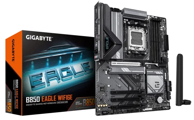MB AM5 GIGABYTE B850 EAGLE WIFI6E,4xDDR5,15xUSB,ATX,2xM.2,4PCIe16x,DP HDMI WiFi