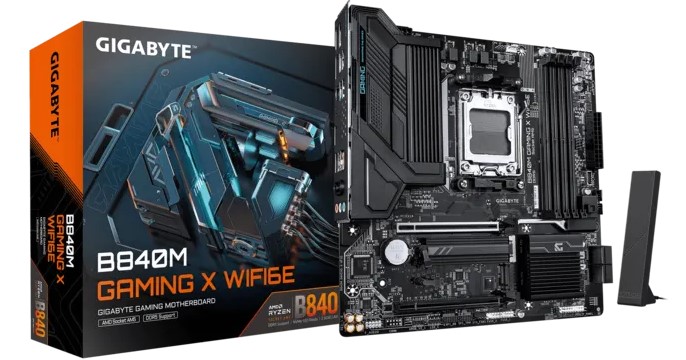 MB AM5 GIGABYTE B840M GAMING P WF6E,4xDDR5,10xUSB,mATX,M.2,4xSATA,PCIe16x, PCIe1x 2xDP HDMI Type-C