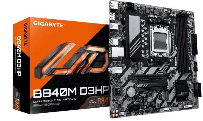 MB AM5 GIGABYTE B840M D3HP,4xDDR5,10xUSB,mATX,M.2,4xSATA,PCIe16x, PCIe1x 2xDP HDMI Type-C