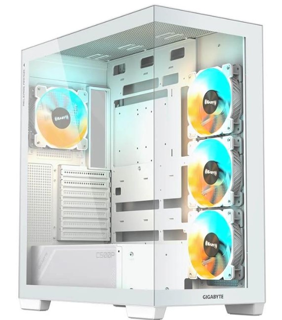 GIGABYTE ATX C500PI 2xUSB3.0,Type-C 3x120mm + 1x120mm ARGB Fans WHITE