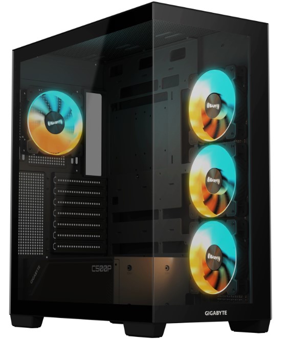 GIGABYTE ATX C500P 2xUSB3.0,Type-C 3x120mm + 1x120mm ARGB Fans BLACK