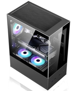 DELUX mATX DLC-DS1113 GAMING 341*200*452mm BLACK TAC 2.0 USB2.0+3.0 3*RGB FAN W/O PSU