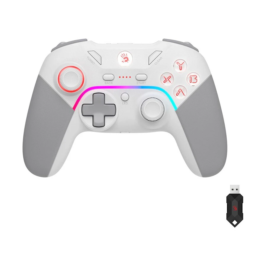 A4TECH BLOODY GPW70 RGB DUAL MODE 2.4G WIRELESS & USB WIRED GAMEPAD SPORTS WHITE