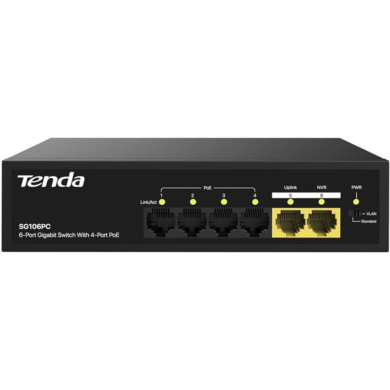 HUB Switch Tenda S106PC 4-port PoE 10/100Mbps + 2-port 10/100Mbps PoE budget:55W