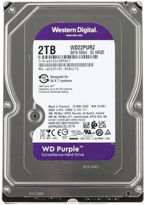 WD 2TB 5400rpm 256MB WD22PURZ PURPLE SURVEILLANCE SATA3