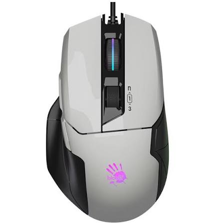 A4TECH BLOODY W70 MAX GAMING MOUSE 10000CPI PANDA WHITE RGB METAL FEET ACTIVE USB BLACK