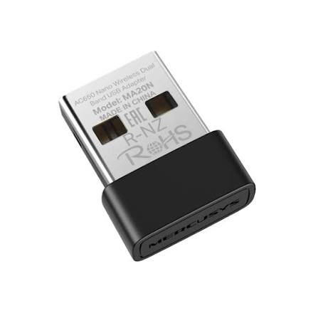Wireless Adapter Mercusys(TP-Link)MA20N AC650 200+433Mbps Wireless Dualband Nano USB Adapter