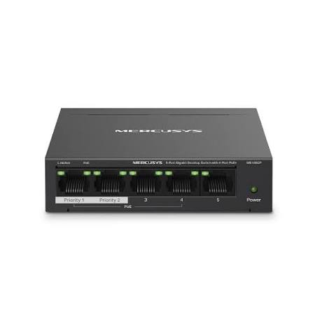 HUB Switch Mercusys(TP-Link)MS105GP 5-port Gigabit with 4-Port 65W PoE+