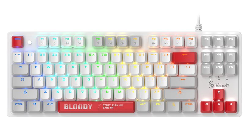 A4TECH BLOODY S310N GAMING MECHANICAL ENERGY WHITE BLMS RED SWITCH RGB KEYBOARD USB US+RUS