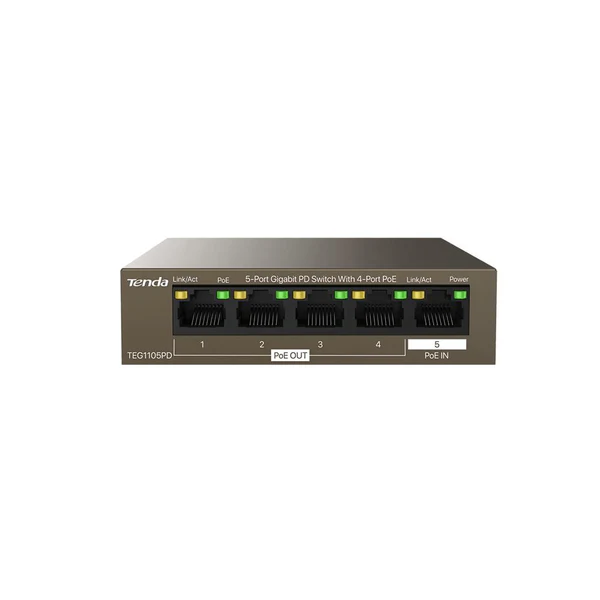 HUB Switch Tenda TEG1105PD 4-port PoE OUT 10/100/1000Mbps + 1-port PoE IN 10/100/1000Mbps