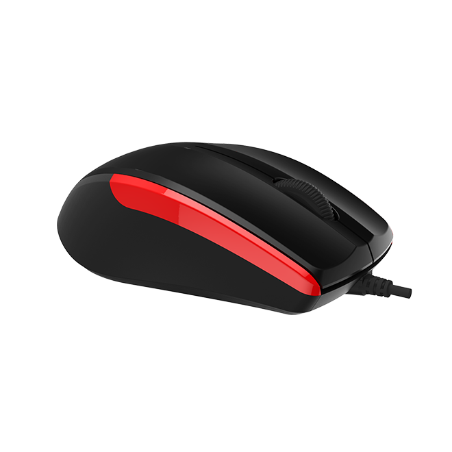 Delux M321BU Optical black/red color mouse,USB cable,1600mm with 1000 DPI
